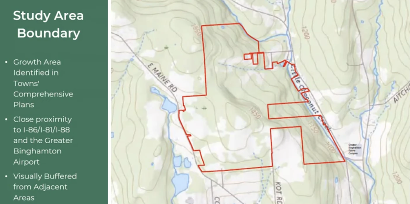 Screenshot from a presentation about the Broome Tech Park land.